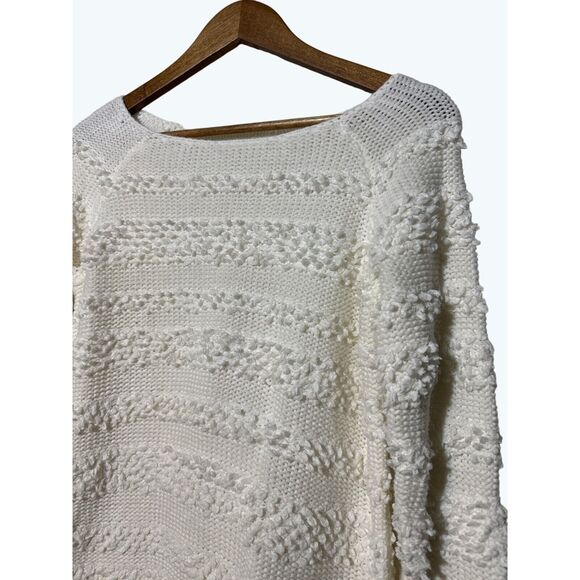 Lou & Grey Loop Stitched Knit White Sweater Raglan Sleeve Women’s XS - Picture 4 of 7